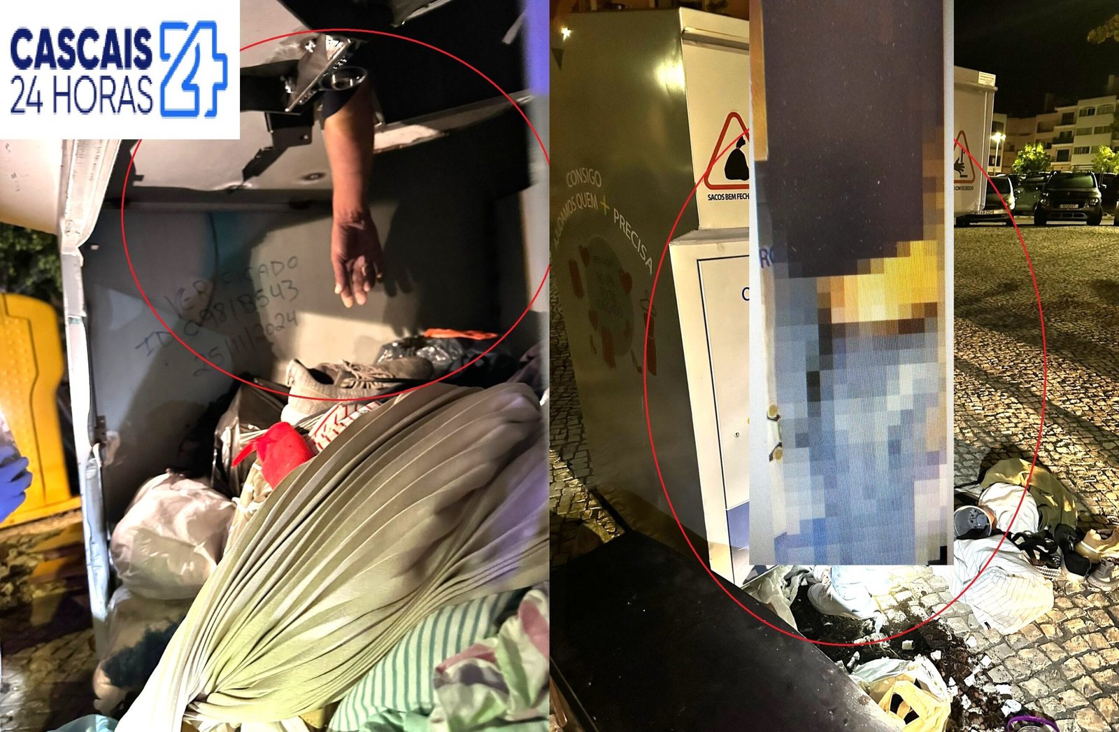 MORTE agonizante em contentor “assassino” de roupa e calçado usados em Cascais