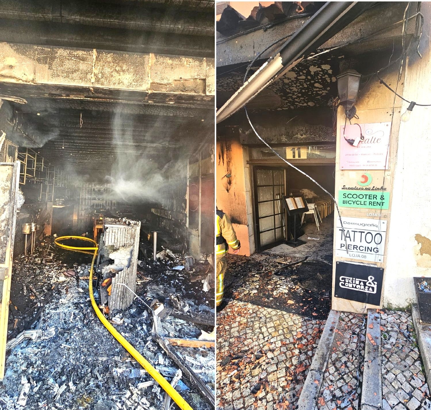 INCÊNDIO destrói restaurante no centro de Cascais