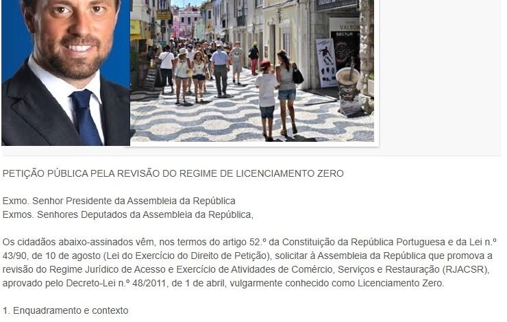 PRESIDENTE DA JUNTA CASCAIS E ESTORIL LANÇA PETIÇÃO PÚBLICA PARA PARLAMENTO ALTERAR LICENCIAMENTO ZERO