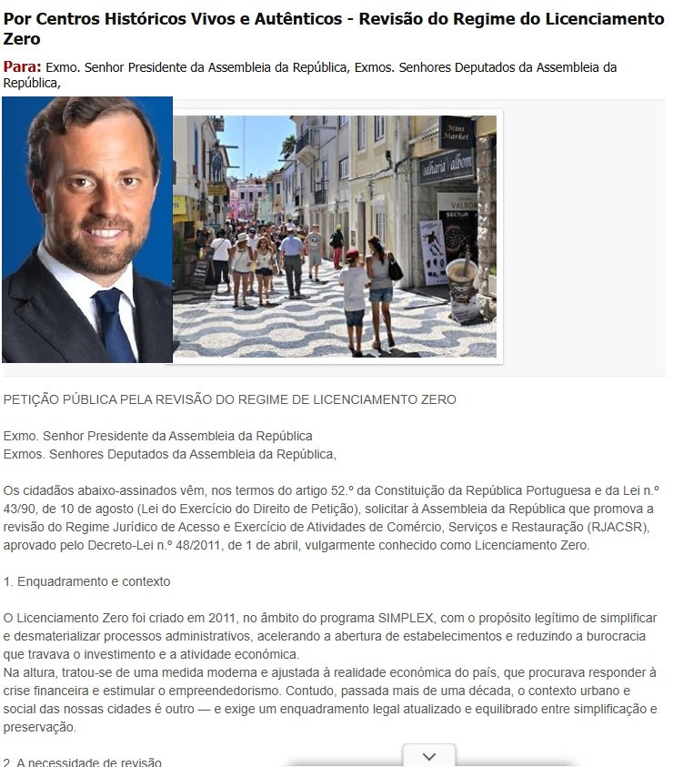 PRESIDENTE DA JUNTA CASCAIS E ESTORIL LANÇA PETIÇÃO PÚBLICA PARA PARLAMENTO ALTERAR LICENCIAMENTO ZERO
