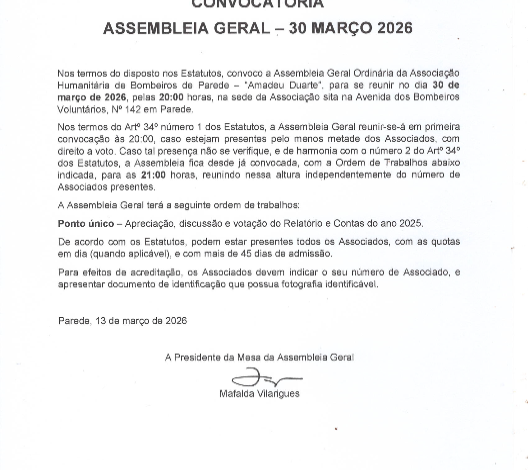 ASSEMBLEIA GERAL A.H.B.P. – 30 MARÇO 2026