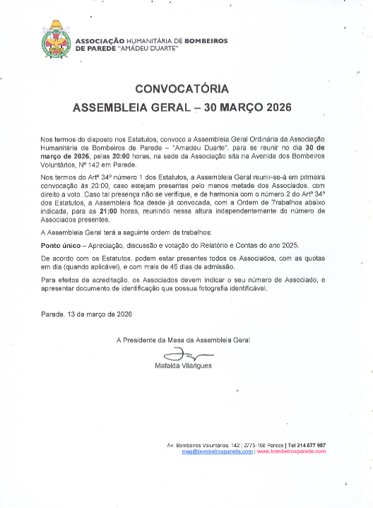ASSEMBLEIA GERAL A.H.B.P. – 30 MARÇO 2026